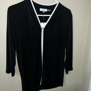Calvin Klein 3/4 Sleeve V-Neck Knit Top NWT